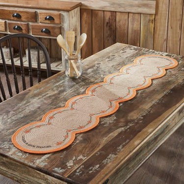 Harvest Blessings Natural Stencil Pumpkin Runner 12x60 - The Fox Decor